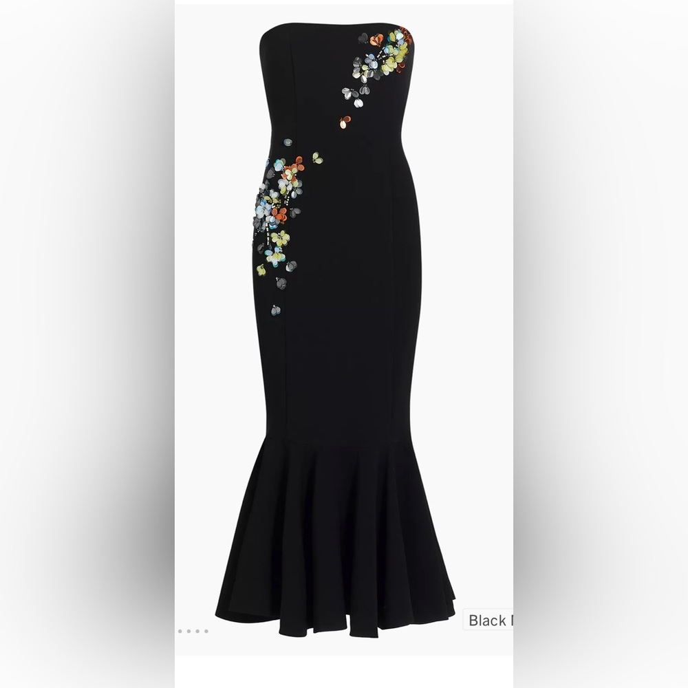 New w/ tag Size 10 Cinq à Sept Juniper Blqck strapless dress with floral sequins